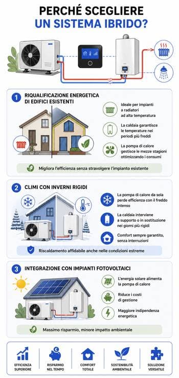 infografica perché scegliere un sistema di riscaldamento ibrido