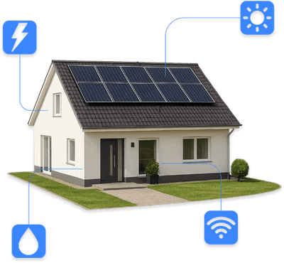 casa con icone impianti tecnologici